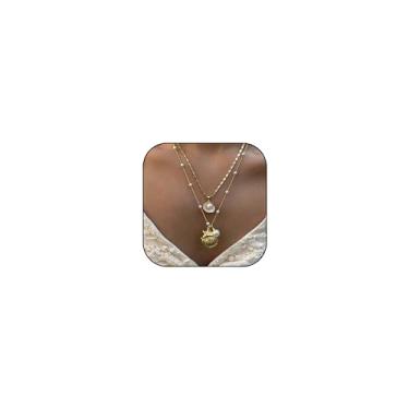 Imagem de HUASAI Colares femininos de concha com pingente de estrela-do-mar, colares boho em camadas, itens essenciais para férias, fantasias de Halloween, acessórios, meias femininas, Zinco, Sem Pedra Preciosa