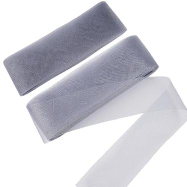 Imagem de GORGECRAFT 2 rolos 50 jardas tranças de pelo de cavalo 8,5 cm de largura poliéster cinza desossada rígida costura vestidos formais vestidos de dança fita de acabamento de crina de cavalo para aparar