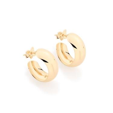 Imagem de BRINCO MEIA ARGOLA LARGA LISA. MED 1,5 CM Brinco feminino folheado a o