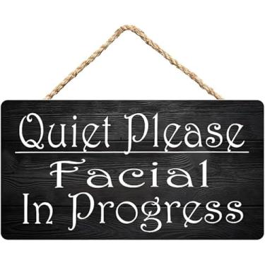 Imagem de Placas de madeira rústica para casa, 20 x 30 cm, silencioso, por favor, facial em andamento, placa de madeira para escritório, escola, clínica, salão de beleza, progresso, spa, parede, porta