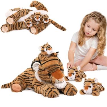 Imagem de Conjunto de bichos de pelúcia MaoGolan Tiger com 3 filhotes de pelúcia de 50 cm