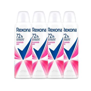 Imagem de Kit Desodorante Aerosol Rexona Powder Dry 150ml - 4 Unidades