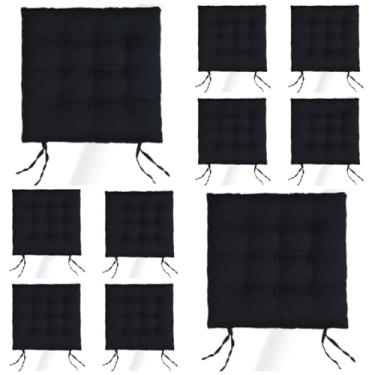 Imagem de Kit Com 10 Almofadas Para Cadeiras Assento Futon De Cadeira 40x40 Cm(Preto)