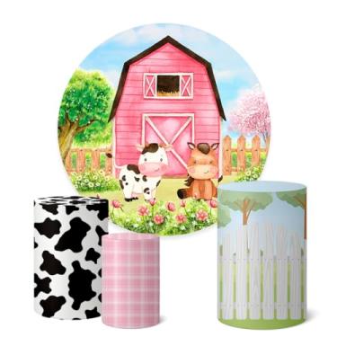Imagem de Trio Capas Cilindro + Painel Sublimado 1,50m Fazendinha (K1FZD037)