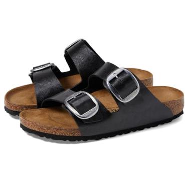 Imagem de Birkenstock Sandália unissex Arizona de couro envernizado com fivela grande, Alcaçuz, 8-8.5 Narrow
