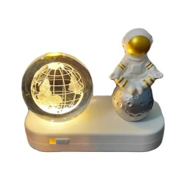 Imagem de Luminária de Mesa Astronauta com Bola de Cristal Para Quarto Escritório e Decorações