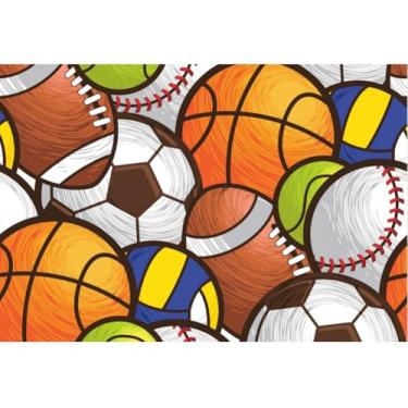 Imagem de Yeele Fundo de 2,1 x 1,5 m de desenho animado para fotografia, basquete, futebol, beisebol, bola de futebol, fundo de jogo para tema esportivo, aniversário, chá de bebê, artigos de festa, decoração de