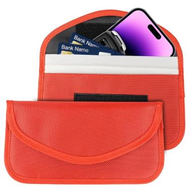 Imagem de Ongfuwu Bolsa Faraday com 2 peças para telefones e chaves de carro, entrada sem chave, bloqueio de sinal, protetor de chaveiro, antirroubo Faraday para proteção de privacidade de celular, blindagem de