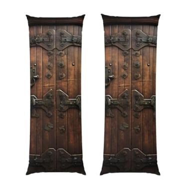 Imagem de Capa de travesseiro rústica para porta de madeira ultra macia com zíper oculto capa de travesseiro longa respirável 51 x 137 cm capa de almofada decorativa para sofá de quarto