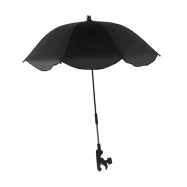Imagem de menolana Guarda-chuva para carrinho de bebê, cadeira de praia, guarda-sóis com braçadeira ajustável, proteção solar, à prova d'água para pesca, quintal, Preto