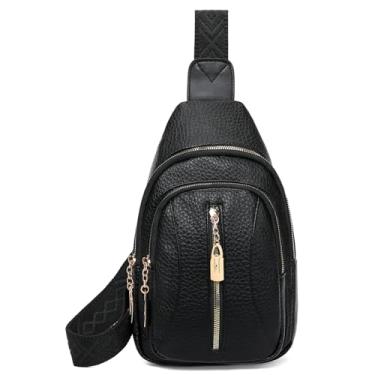 Imagem de GOIACII Bolsa Cossbody feminina com alça antifurto bolsa de viagem pochete de couro, Preto