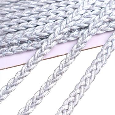 Imagem de AIETSYEI Acabamento em ouro metálico floral gimp trança renda 0,8 cm de largura x 12 jardas borda centopéia para artesanato e decoração (Slivery)