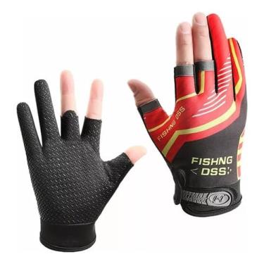 Imagem de Luva Três Dedos Antiderrapante Uv Esporte Pesca Profissional (vermelho)