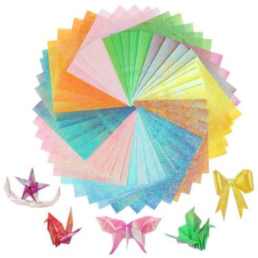 Imagem de 100 Unidades Envoltório De Chá De Bebê De Férias Origami De Arco-íris Origami De Papel Dobradura De Papel Japonês Papel Brilhante Para Artesanato Papel De Mão Filho Simples Platina