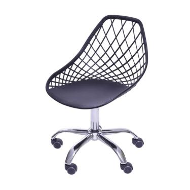 Imagem de Cadeira Giratória Kaila Polipropileno Preta Base Rodizio