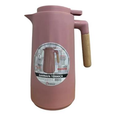 Imagem de Garrafa Termica Nórdica Rosa1l Cabo Madeira Ampola Removivel Rosa