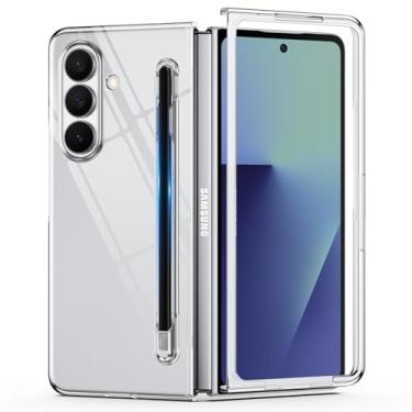 Imagem de YSLBWLE Capa para Samsung Galaxy Z Fold 7 com caneta S, capa de telefone fina e de proteção de nível militar, capa protetora à prova de choque de PC rígido (transparente) 30-zfold7-09