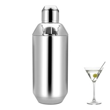 Imagem de 1 coqueteleira de bar, misturador de martini de 737 g com coador embutido para barman – coqueteleira de aço inoxidável para bebidas mistas, bebidas alcoólicas Margarita, utensílios de bar