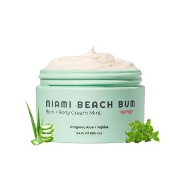 Imagem de Miami Beach Bum, Bum + creme de manteiga corporal, hidratante diário com óleo de orégano para acne corporal, queratose pilar, queimadura de lâmina, pelos encravados, loção pós-sol com aloe, jojoba e