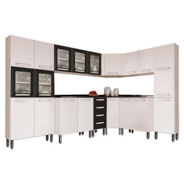 Imagem de Cozinha Completa Evidence 8 Peças (3 Armários + 3 Balcões + 2 Paneleiros) C8p22 Branco/preto