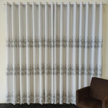 Imagem de Cortina Voil Bordada Luxuosa Sala/Quarto 2,60 Altura 4 Largura Para Va