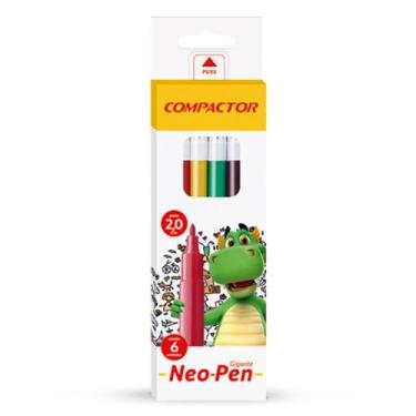 Imagem de Canetinha esferográfica escolar Gigante Neo-Pen Compactor 2.0 com 6 co