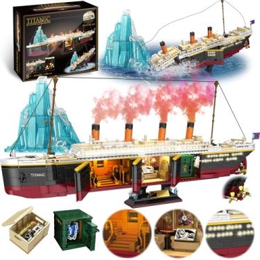 Imagem de Zylvoxia Titanic Building Set, 2288 Pcs Titanic Big Ship Model Block Set with Glacier and Glowing Light Strip, Giant Ship Building Model Set for Adults and Kids