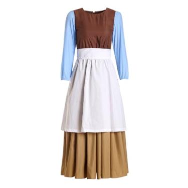 Imagem de Ruikajia Vestido feminino cosplay princesa Cinderela trabalho com avental adultos vestido de empregada Cinderela GG