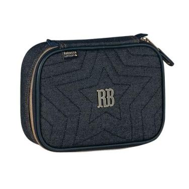 Imagem de Estojo Jeans Box Escolar Meninas 36 Elásticos Rebecca Bonbon, Azul
