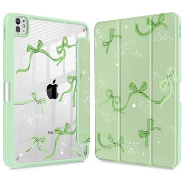 Imagem de Tuiklol Capa para iPad Pro de 11 polegadas (M4) 2024 5ª geração, porta-lápis embutido com proteção traseira transparente, suporte de três dobras, despertar/hibernar, para tablet Modelo: A2836/A2837