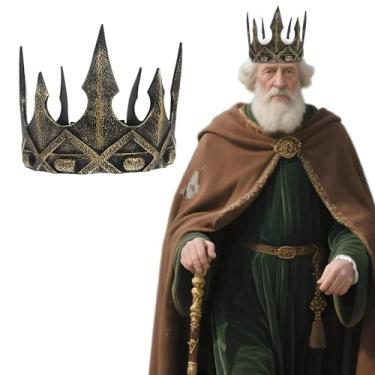 Imagem de JIEFULL Medieval King Crown Prop Monster Prince Tiara Costume Accessories for Men Halloween Cosplay Stage Prom Royal Decoration(Two Moons, Gold)