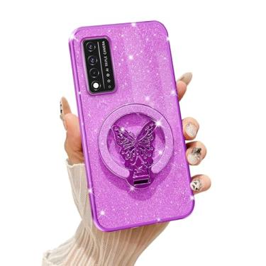 Imagem de Tesazxcn Capa para celular T-Mobile Revvl V Plus 5G com suporte de borboleta compatível com Magsafe, capa protetora à prova de choque para mulheres meninas e meninas capa protetora à prova de choque