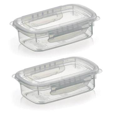 Imagem de Kit 2 Potes Alimentos 270 ML Com Tampa e Travas Transparente - Nitron