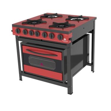Imagem de Fogão Industrial 4 Bocas com Forno Gourmet Vermelho PRGE-402F Progás