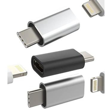 Imagem de Adaptador Lightning fêmea para USB C macho (pacote com 3) conector carregador para Apple para iPhone15 Pro Max Plus para iPad Pro para Pixel 5XL compatível com Samsung Galaxy S22 S23 Ultra Z cabo de