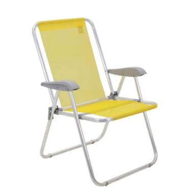 Imagem de Cadeira De Praia Tramontina Creta Master Em Alumínio Com Assento Amarelo