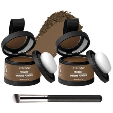 Imagem de Conjunto de 2 peças de pó de linha do cabelo com pincel para retoque de raiz de sombra para cabelos finos para cabelos grisalhos corretivo para mulheres (#11-marrom claro)