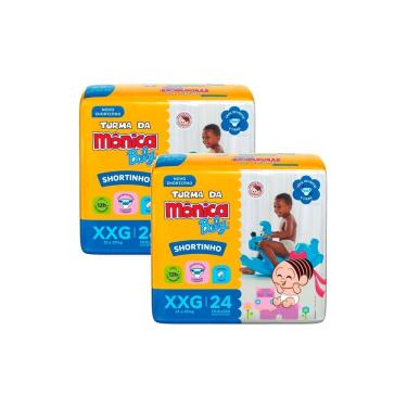 Imagem de Kit 2 Fralda Shortinho Turma da Mônica Baby Tamanho XXG com 24 Fraldas Descartáveis