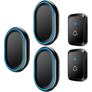 Imagem de Campainha Sem Fio, Kit De Campainhas De Porta Sem Fio à Prova D'Água Com Largura De 1000ft, 58 Melodias & 4 Níveis De Volume, 2 Transmissores 3 Receptores, White