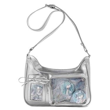 Imagem de Bolsa tiracolo Ita Bag Bolsa de ombro Kawaii Badge Display com Pins de Anime, Prata