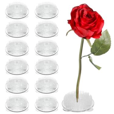 Imagem de Pacote com 12 sapos de flores de plástico para arranjos, sapo floral transparente de 7 cm, suporte de alfinete de sapo de flor, arranjador de caule redondo para decoração de plantas domésticas
