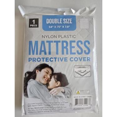 Imagem de Capa de colchão dupla de plástico de nylon impermeável – 89 cm x 188 cm x 19,8 cm, proteção PEVA, descartável e ecológica, perfeita para dormitórios, hotéis, armazenamento, mudança (completa)