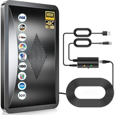 Imagem de Antena de TV atualizada 2024 para Smart Tv de até 1400 km de alcance, antena interna e externa para todas as HDTVs antigas/inteligentes, antena digital HD 4K 1080p com amplificador de sinal/cabo