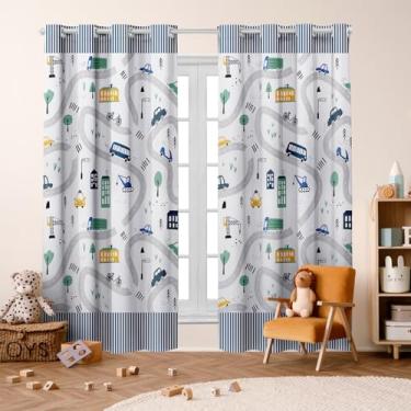 Imagem de Cortina Infantil Estampada, 3,00x2,20m, 2 Folhas, Poliéster, Decorativa para Quarto, Sala, Escola (CARROS)