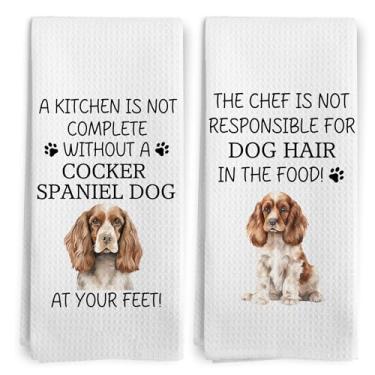 Imagem de BitKAM 376-YY-MJ02-cocker Spaniel jantar e entretenimento para cães, acessórios de mesa, roupa de cama, panos de prato e panos de prato