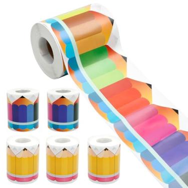 Imagem de 6 rolos 1,5 m papel lápis boletim adesivo versátil cor vibrante giz de cera cortado borda acabamento para escola sala de aula escritório