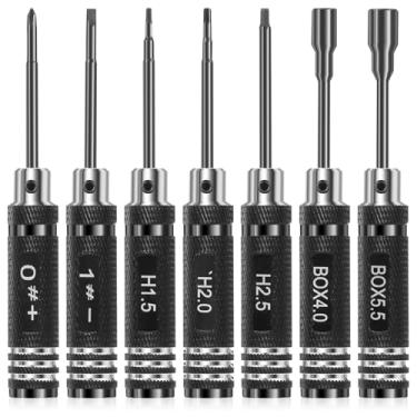 Imagem de Conjunto de 7 peças de chave de fenda, kit de chave de fenda inclui plano, Phillips, hexagonal, soquete, conjunto de ferramentas RC portátil para reparo de carros RC, drones, modelos de helicóptero