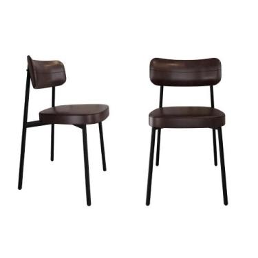 Imagem de Conjunto 2 Cadeiras de Jantar Alloa Revestimento Sintético Est.Preta -