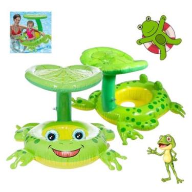 Imagem de Boia Bote Babê Sapinho Inflável com Cobertura e Assento e Proteção UV 