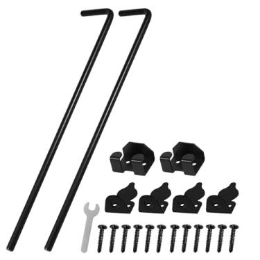 Imagem de ZJMCAJY 2 peças/1 pç kit de haste de queda de portão de cana 30,5 cm/45,7 cm trava de ferro resistente para aterramento cerca multiuso portões de trava de aterramento rolha de portas fácil de instalar